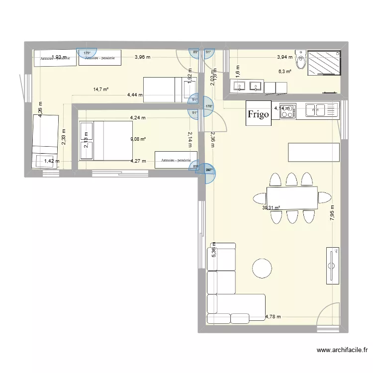 PLAN APPART. Plan de 4  et 69 m²