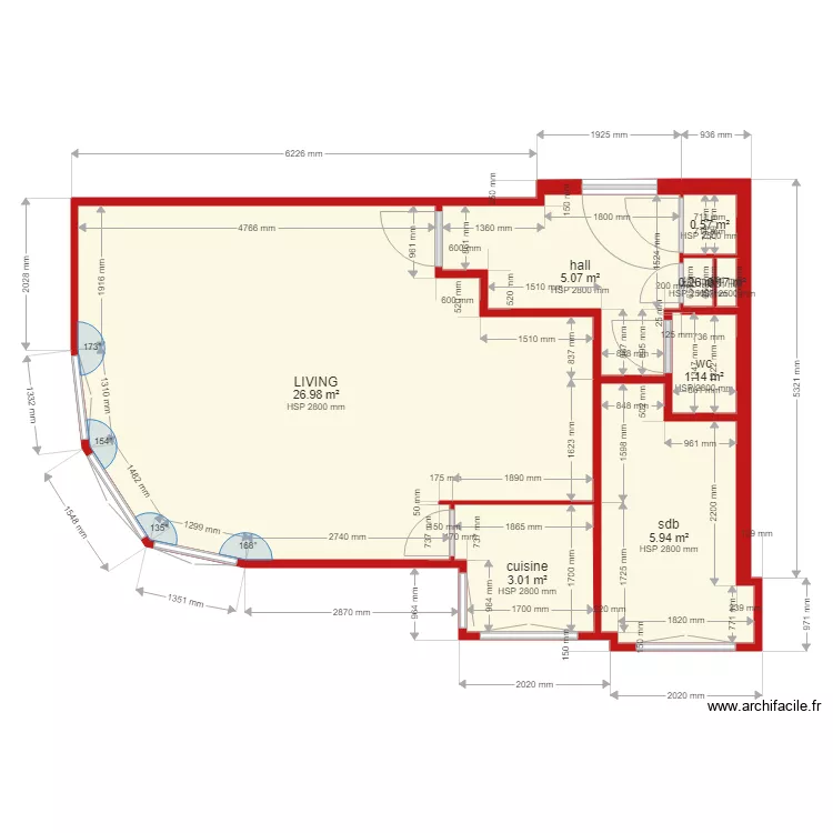 FLAT GAUCHE SITUATION EXISTANTE. Plan de 