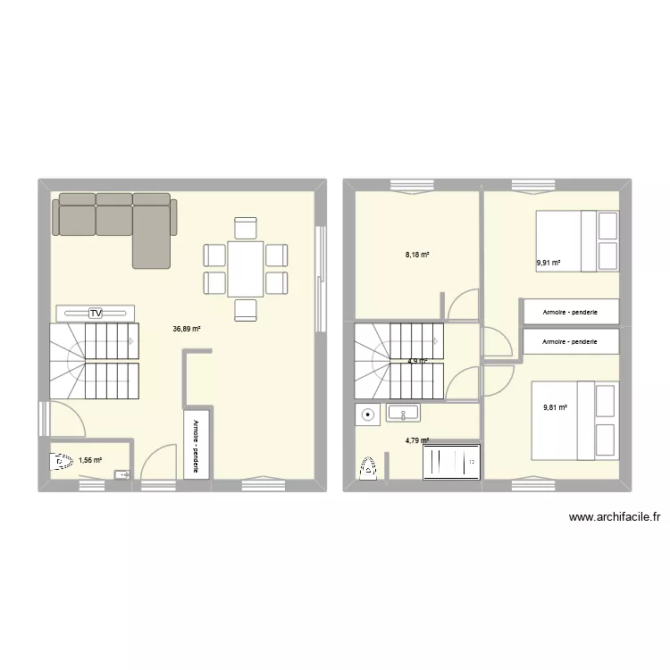 plan. Plan de 7  et 76 m²
