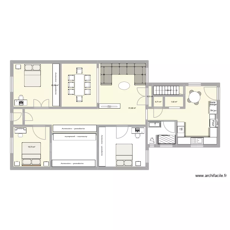 RDC cuisine vcheap. Plan de 7 Pièces et 93 m² RDC cuisine vcheap. Plan de 7 Pièces et 93 m²