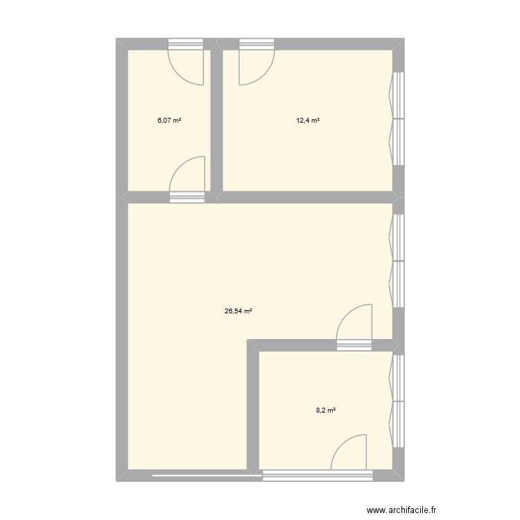 Hangar. Plan de 4 pièces et 53 m2