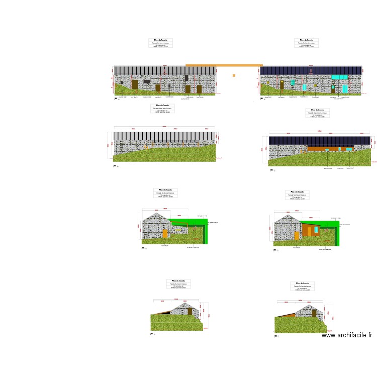 facade est. Plan de 0 pièce et 0 m2