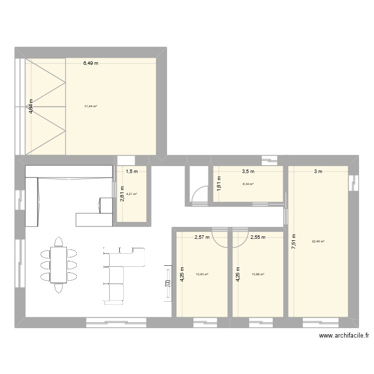 nico. Plan de 6 pièces et 86 m2