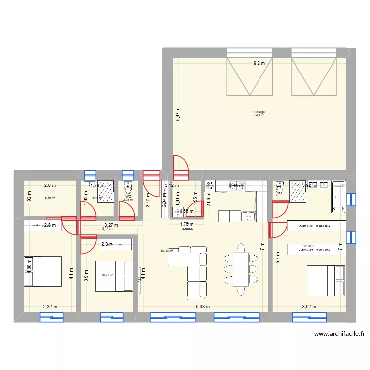 nico. Plan de 7  et 168 m²