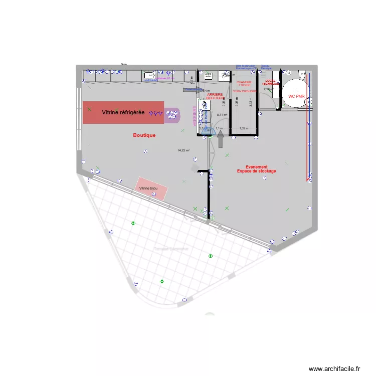 Local V21. Plan de 3 pièces et 86 m² Local V21. Plan de 3 pièces et 86 m²