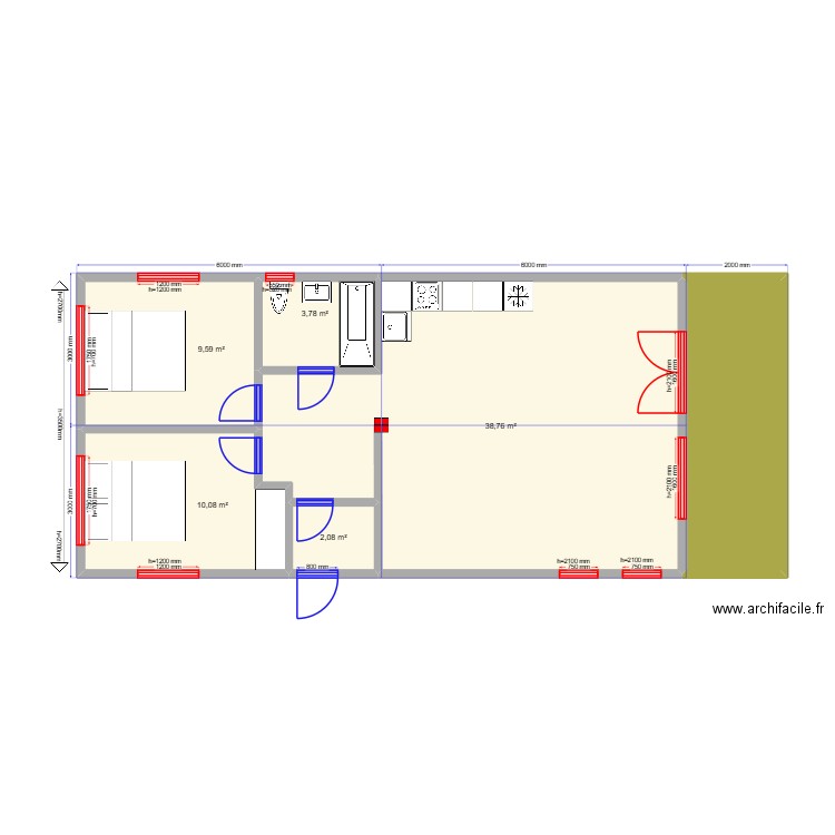 Barn 72 v 2. Plan de 6 pièces et 75 m2