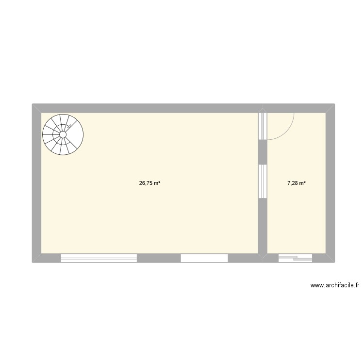 exercice. Plan de 2 pièces et 34 m2