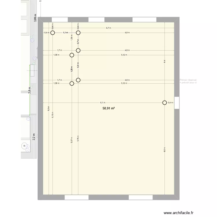 PLAN pour r&eacute;servations dalles (bas&eacute; sur mesures r&eacute;elles sur place). Plan de 