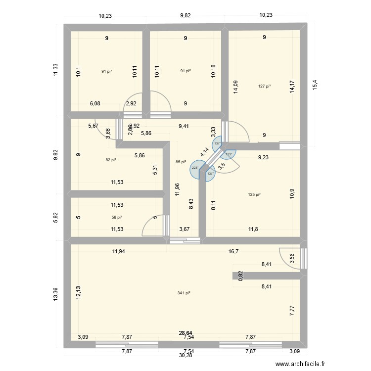 28x40 Chalet 4 Chambre. Plan de 8 pièces et 93 m2