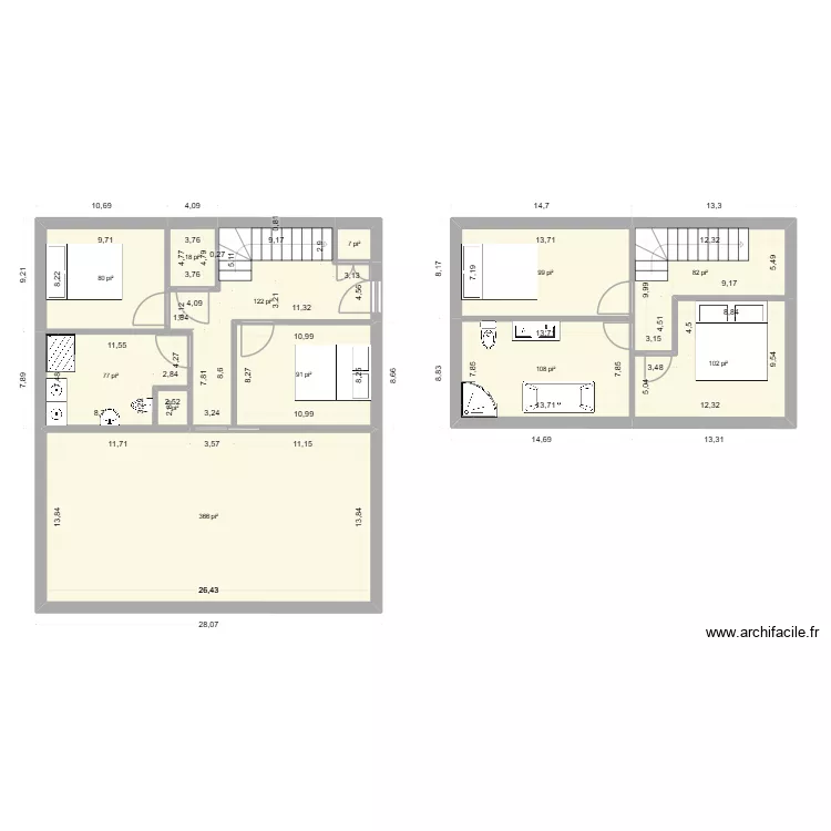 28x32 Chalet 4 Chambre 2.00. Plan de 12 et 108 m² 28x32 Chalet 4 Chambre 2.00. Plan de 12 et 108 m²