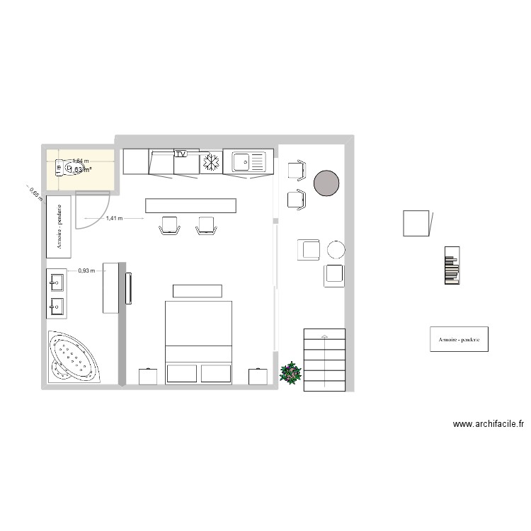 Le Ti'Cabanon projet N°3. Plan de 1 pièce et 2 m2