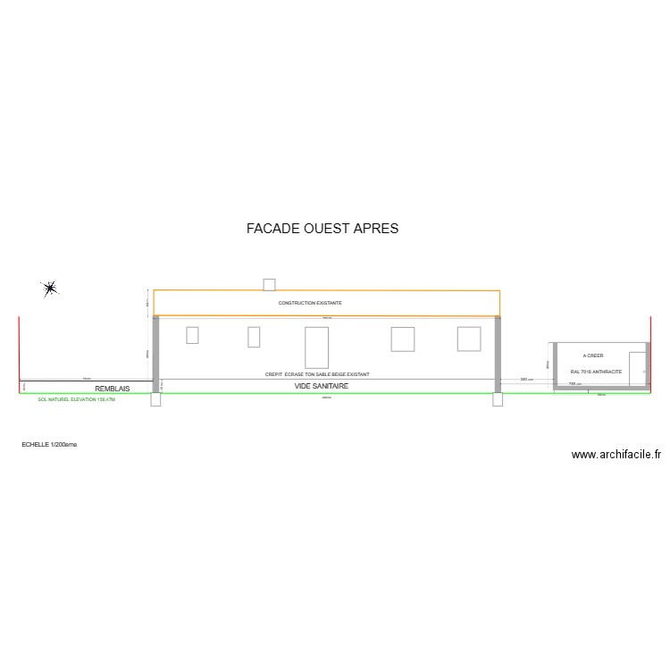 PLAN FACADE OUEST. Plan de 0 pièce et 0 m2