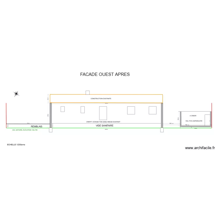 PLAN FACADE OUEST. Plan de 