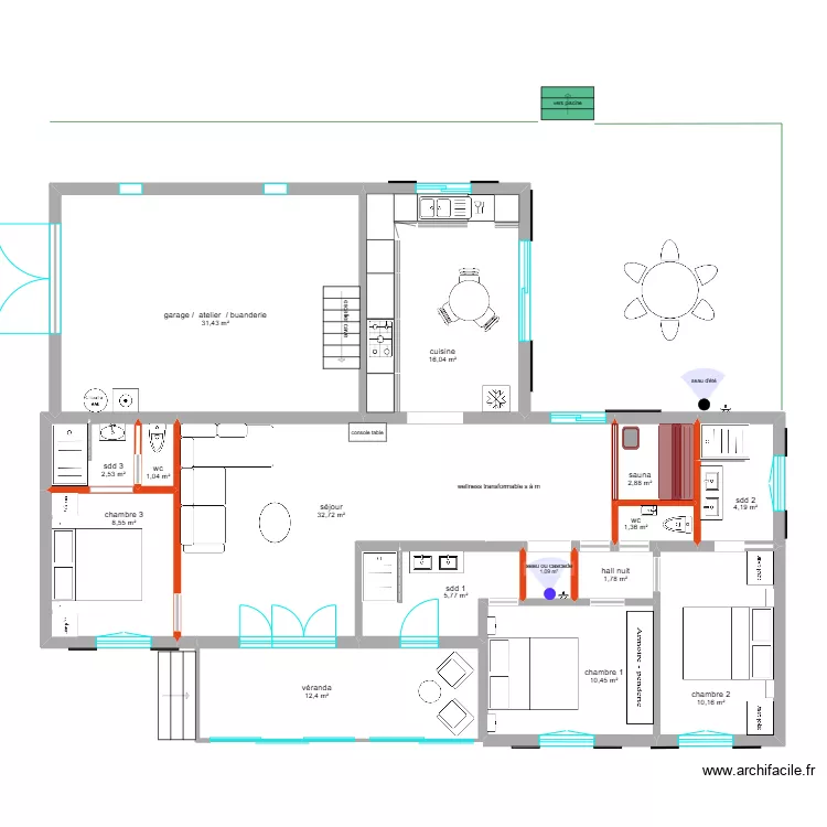 VF 2 avec cloisons. Plan de 