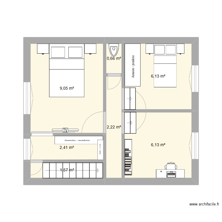 js maison 0. Plan de 7 pièces et 28 m2
