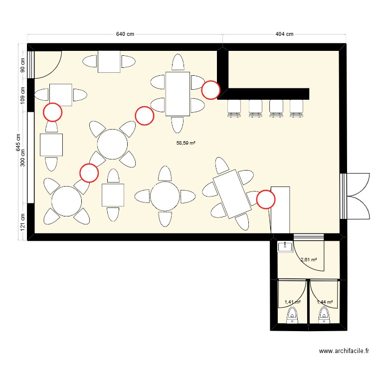 Plan DECEX03-D2 meublé zoné. Plan de 0 pièce et 0 m2