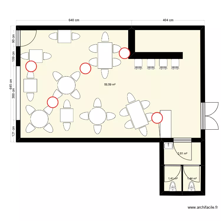 Plan DECEX03-D2 meubl&eacute; zon&eacute;. Plan de 