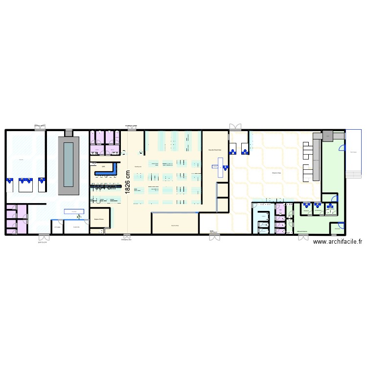 aeroport zig 3 - 6. Plan de 37 pièces et 1060 m2