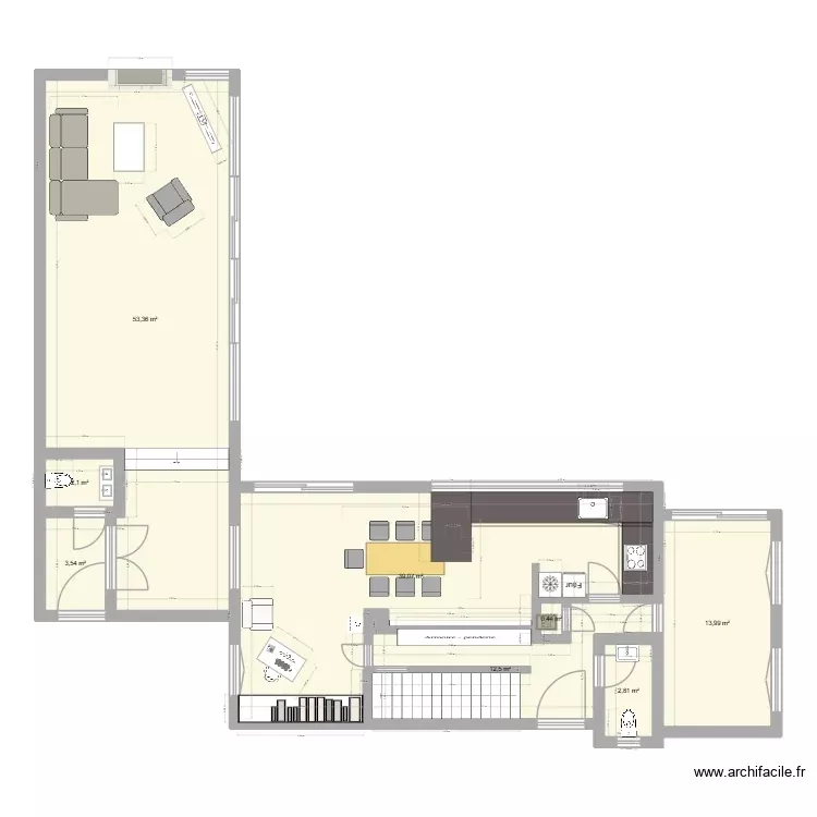 Bussi&egrave;re new travaux nu 0048566. Plan de 8 Pièces et 128 m²