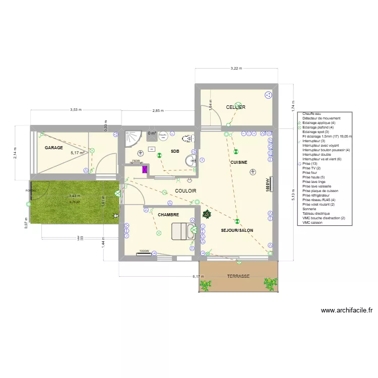 maison finie 2. Plan de 4 Pièces et 36 m²
