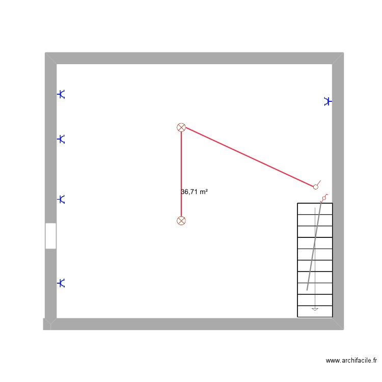 Dan conformité. Plan de 1 pièce et 37 m2