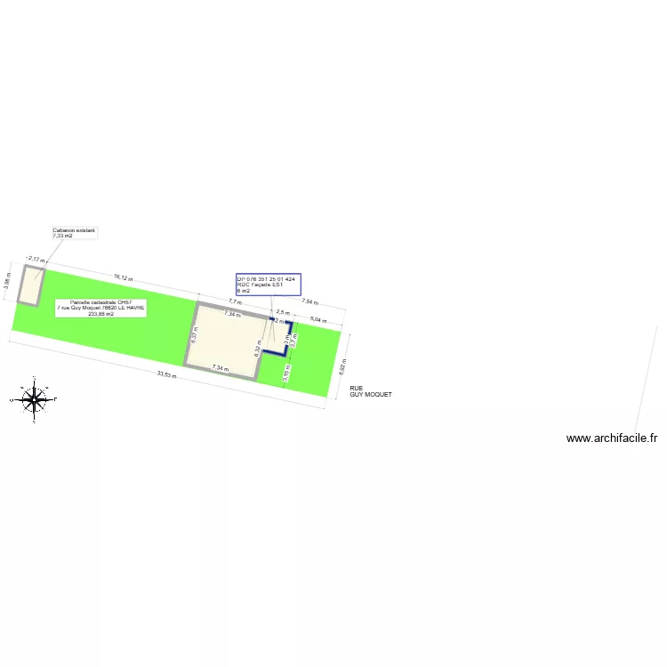 Plan de masse extension façade Est. Plan de 3 et 60 m² Plan de masse extension façade Est. Plan de 3 et 60 m²