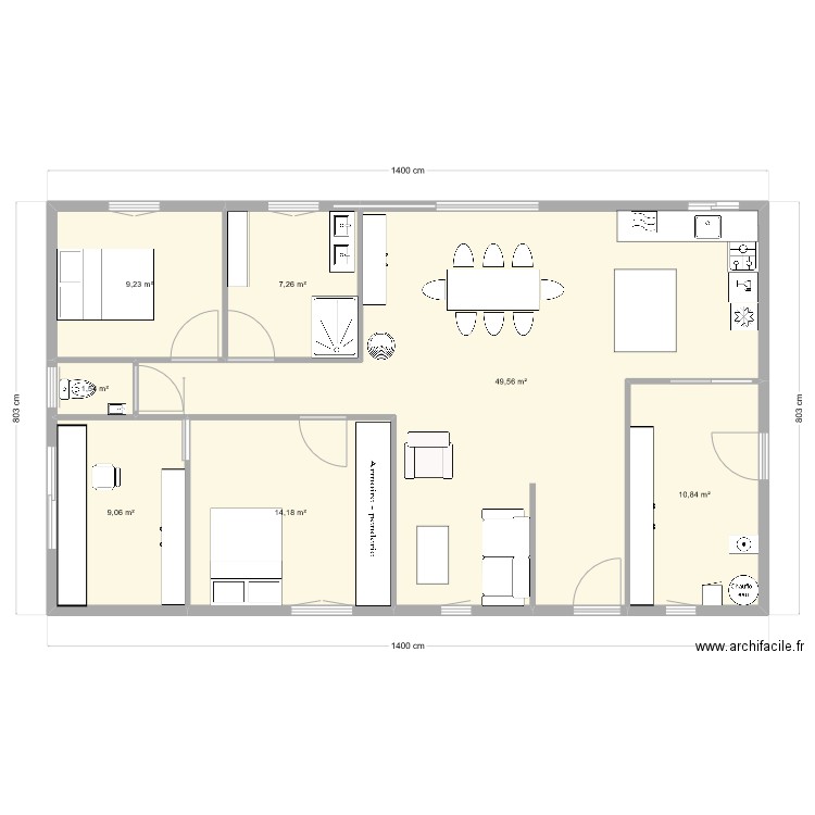 Plan maison v3. Plan de 7 pièces et 102 m2