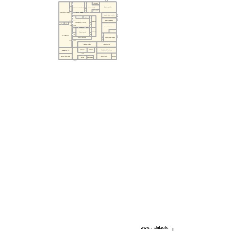 Usine daktarin. Plan de 45 pièces et 861 m2