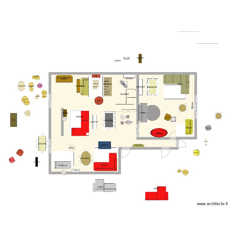 MAGASIN. Plan de 2 pièces et 193 m2