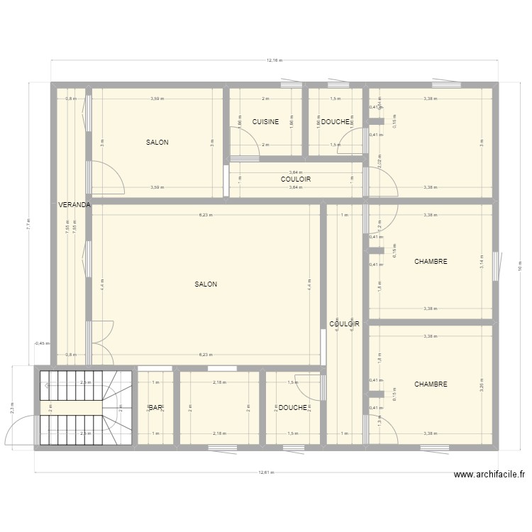 PROJET PERSONNEL2. Plan de 14 pièces et 107 m2