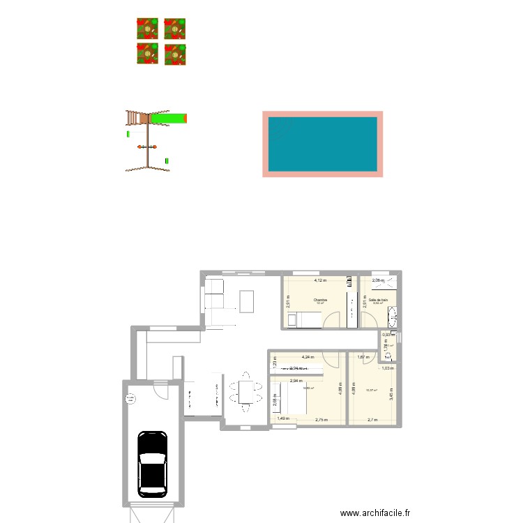maison. Plan de 5 pièces et 47 m2