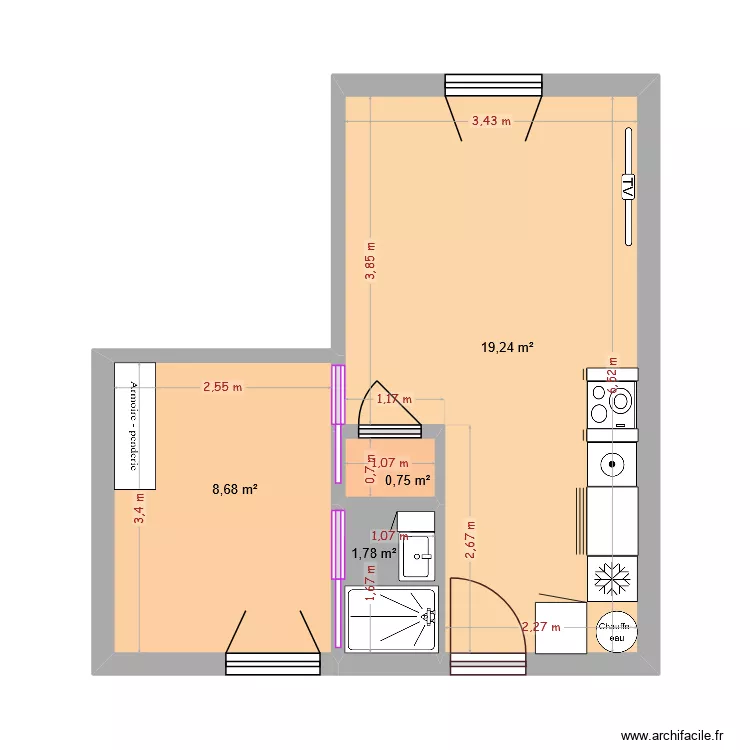 Appartement Limeil. Plan de 4  et 30 m²