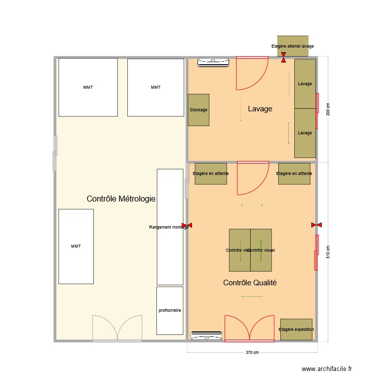 Nettoyage C2T. Plan de 3 pièces et 58 m2