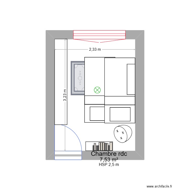 Maison Marc. Plan de 1 pièce et 8 m2