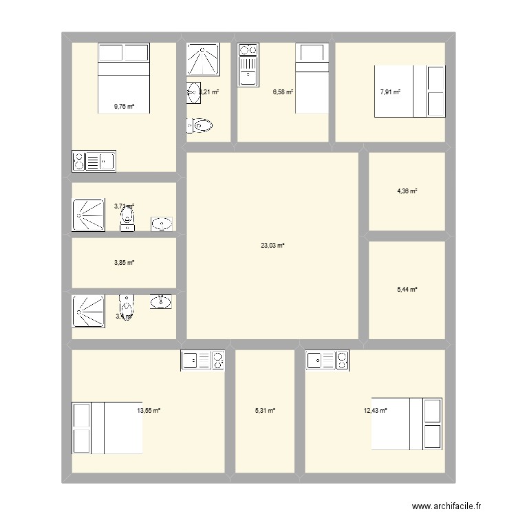 Polanco. Plan de 13 pièces et 103 m2
