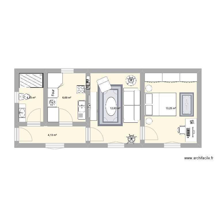 Appart Le Perreux. Plan de 5 pièces et 41 m2