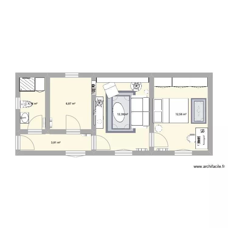 Appart Le Perreux. Plan de 5 pièces et 40 m²