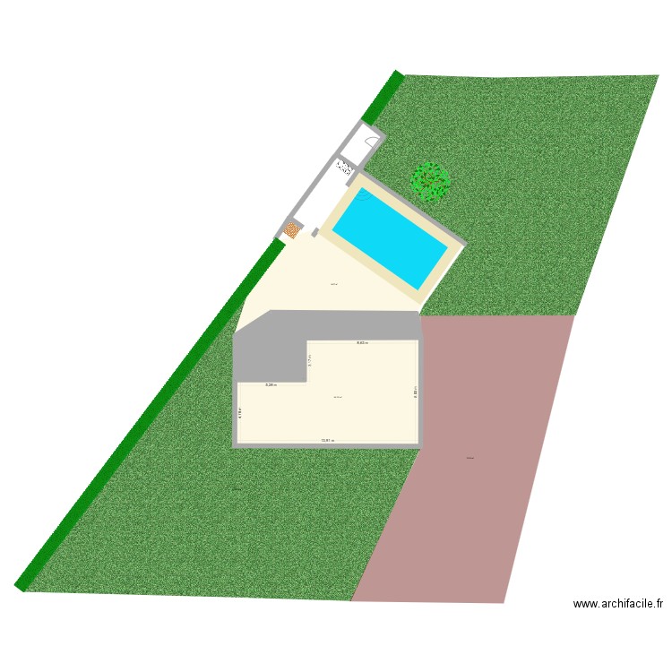 picine. Plan de 1 pièce et 94 m2