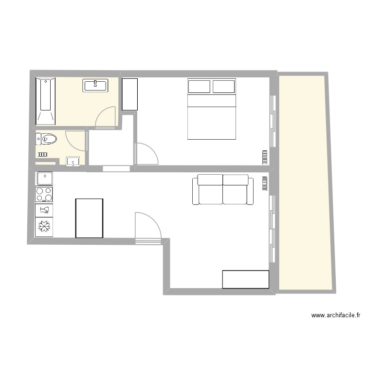 Appartement Verbier. Plan de 3 pièces et 18 m2