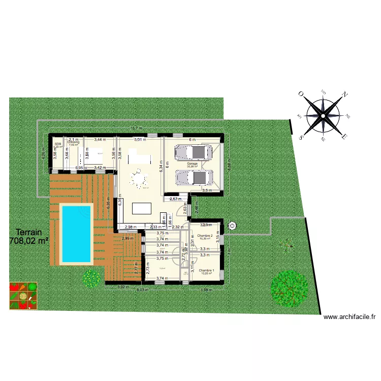Maison V2. Plan de 12  et 164 m²