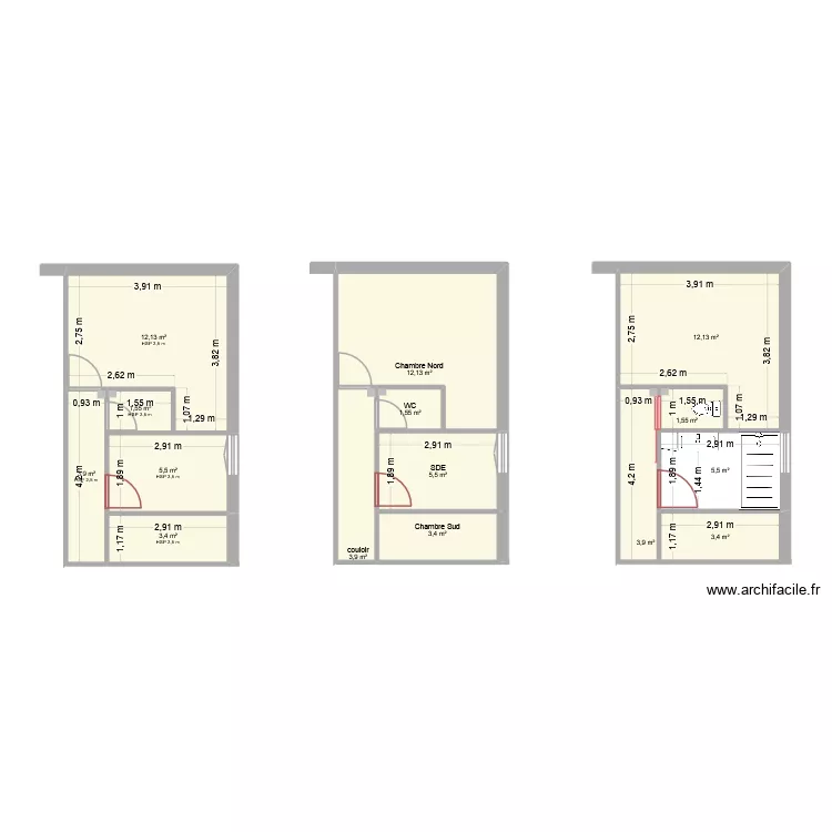 clem SDE mur +menui. Plan de 15  et 79 m²