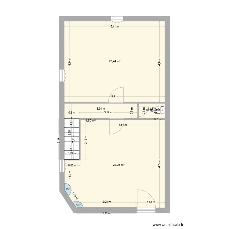 Marsais Grande GRENIER 15 PROJET 2. Plan de 4 pièces et 53 m2