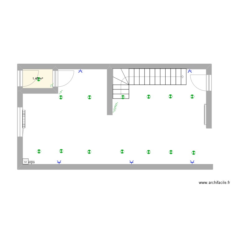 SOURCE3. Plan de 1 pièce et 1 m2
