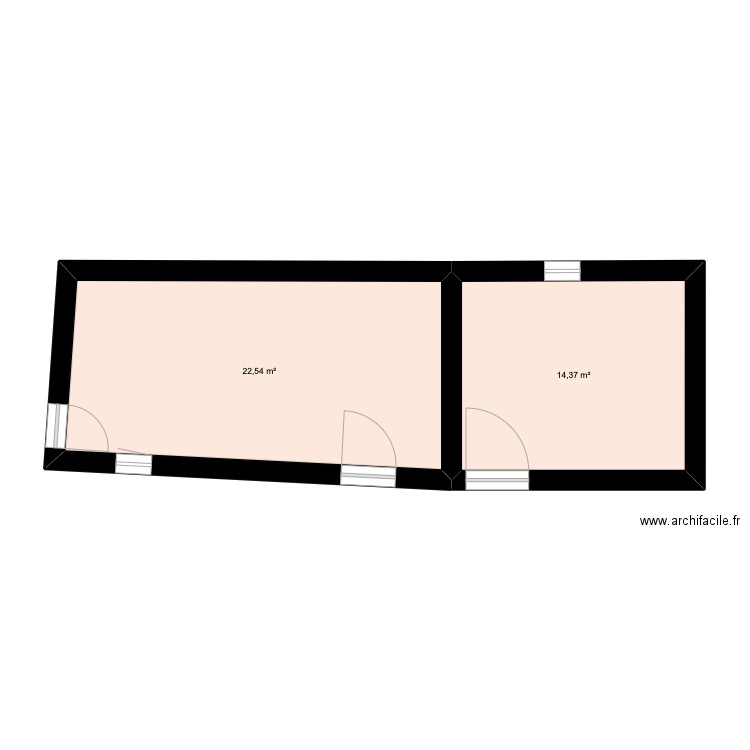 Plan de base. Plan de 2 pièces et 37 m2