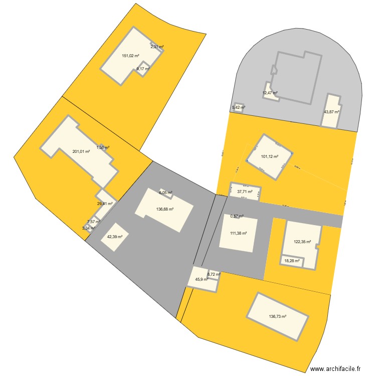 LANTON. Plan de 23 pièces et 1235 m2