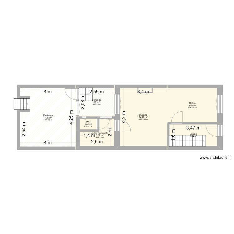 maison marianna. Plan de 7 pièces et 56 m2