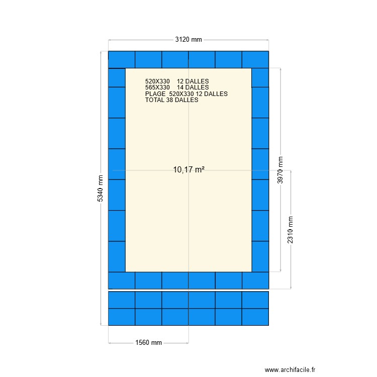 CALEPINAGE MARGELLE. Plan de 1 pièce et 10 m2