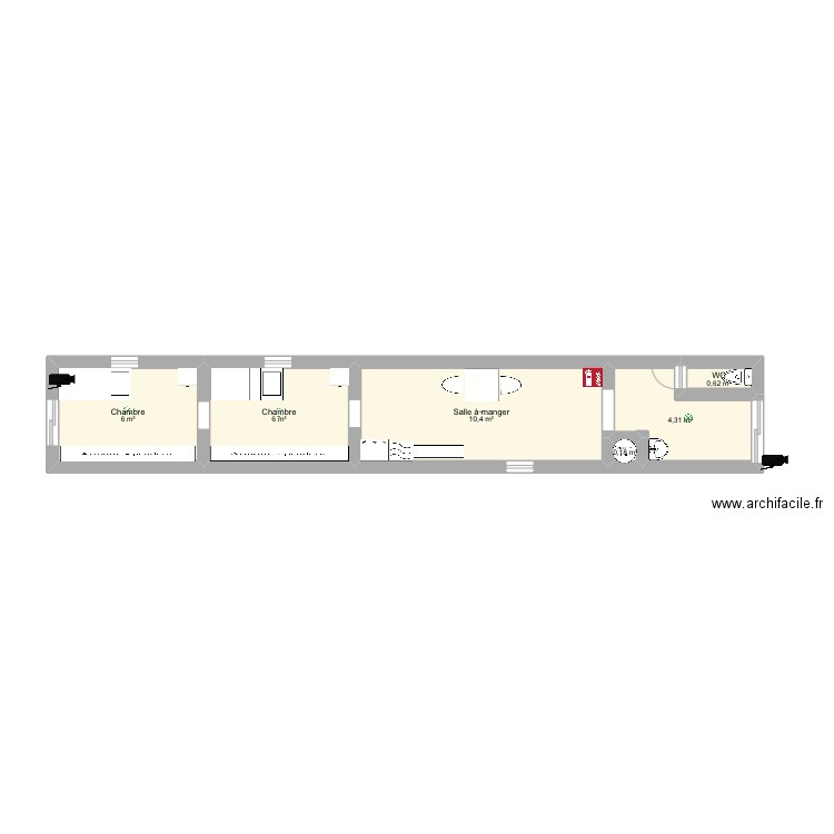 2 conteneur amenager. Plan de 6 pièces et 28 m2