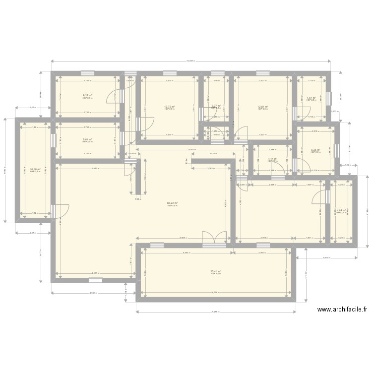 Hassattou. Plan de 12 pièces et 190 m2