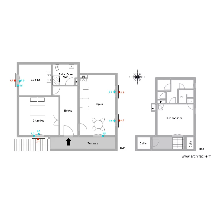 51279 MENORET. Plan de 19  et 108 m²